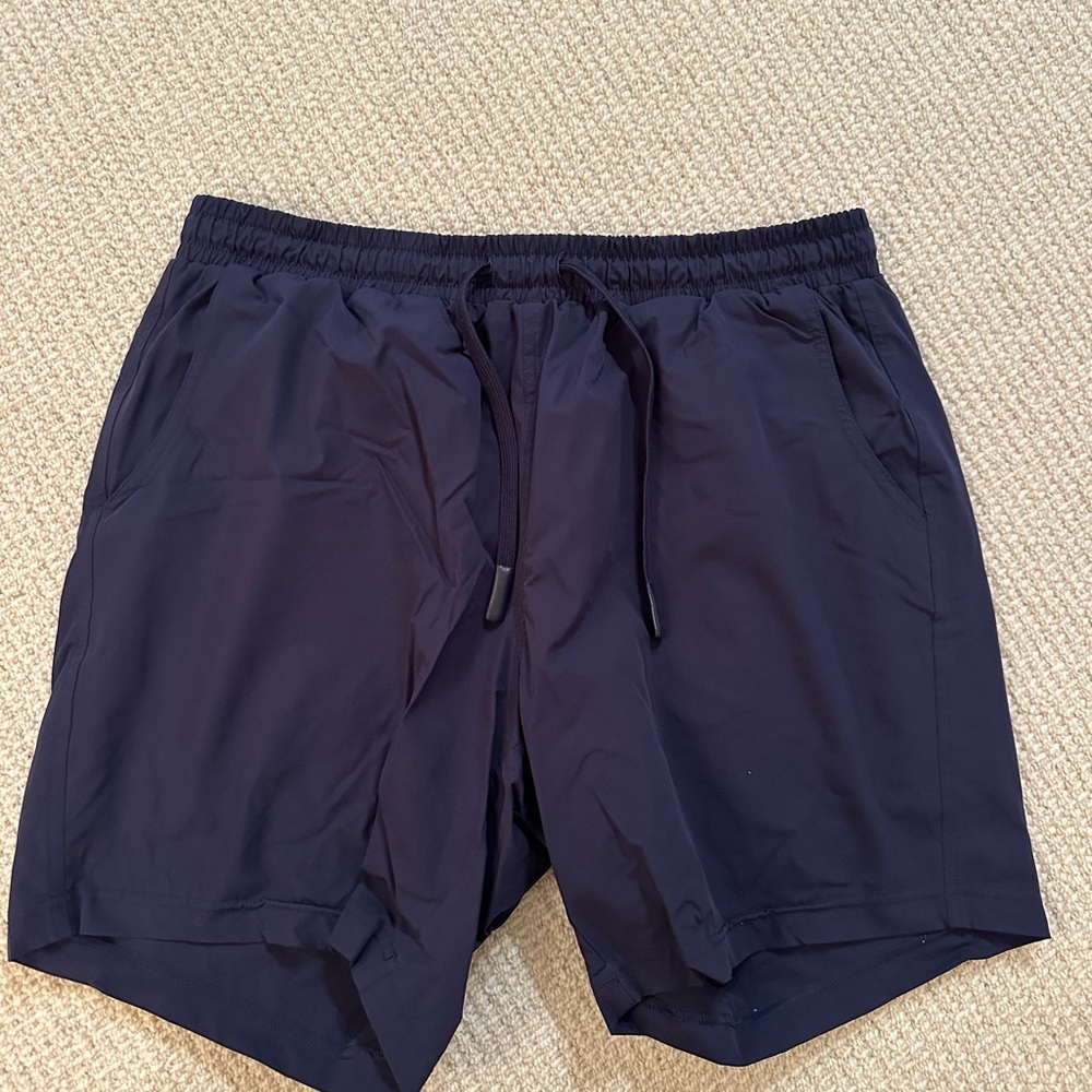 Bearbottom Base Drawstring shorts in navy 7 inch